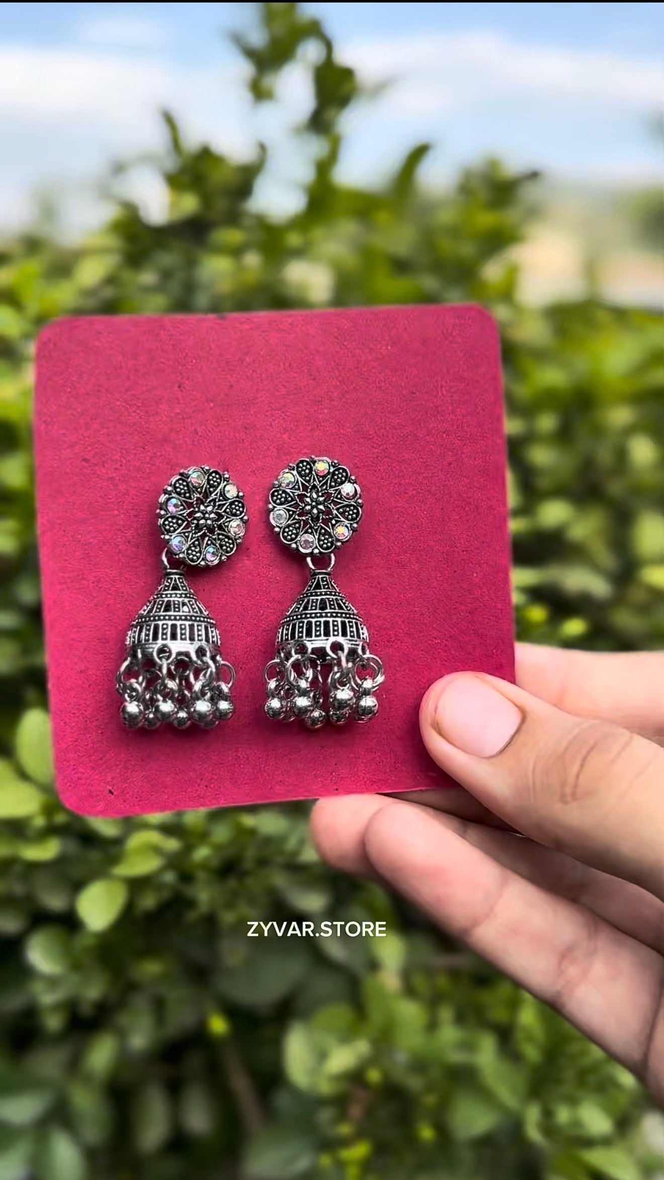 Antique Silver Jhumka Earrings – Style 3