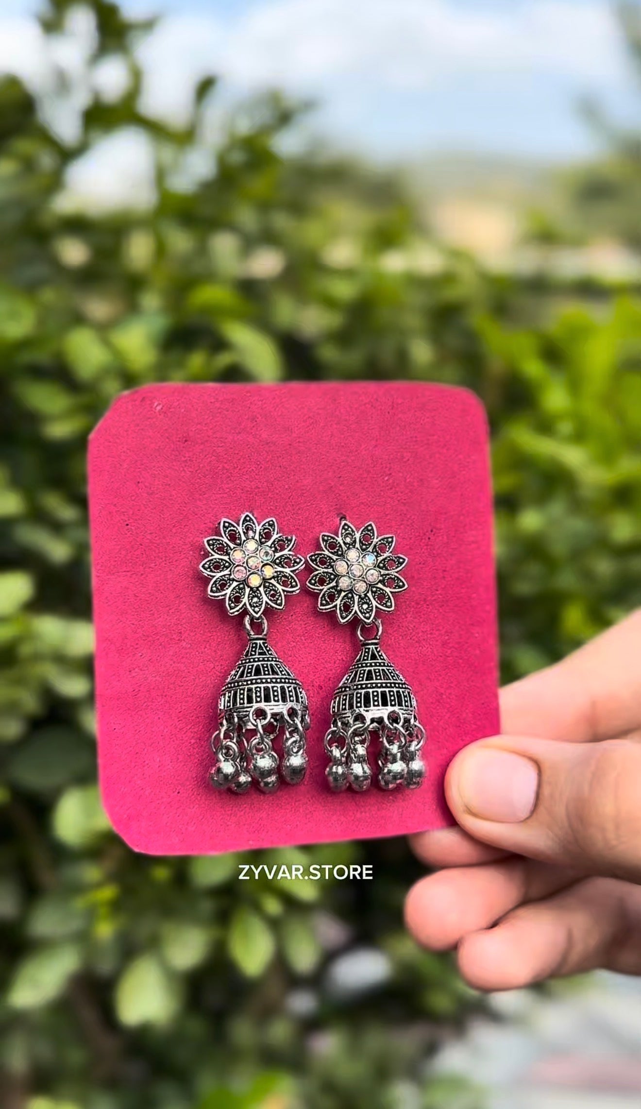 Antique Silver Jhumka Earrings – Style 11