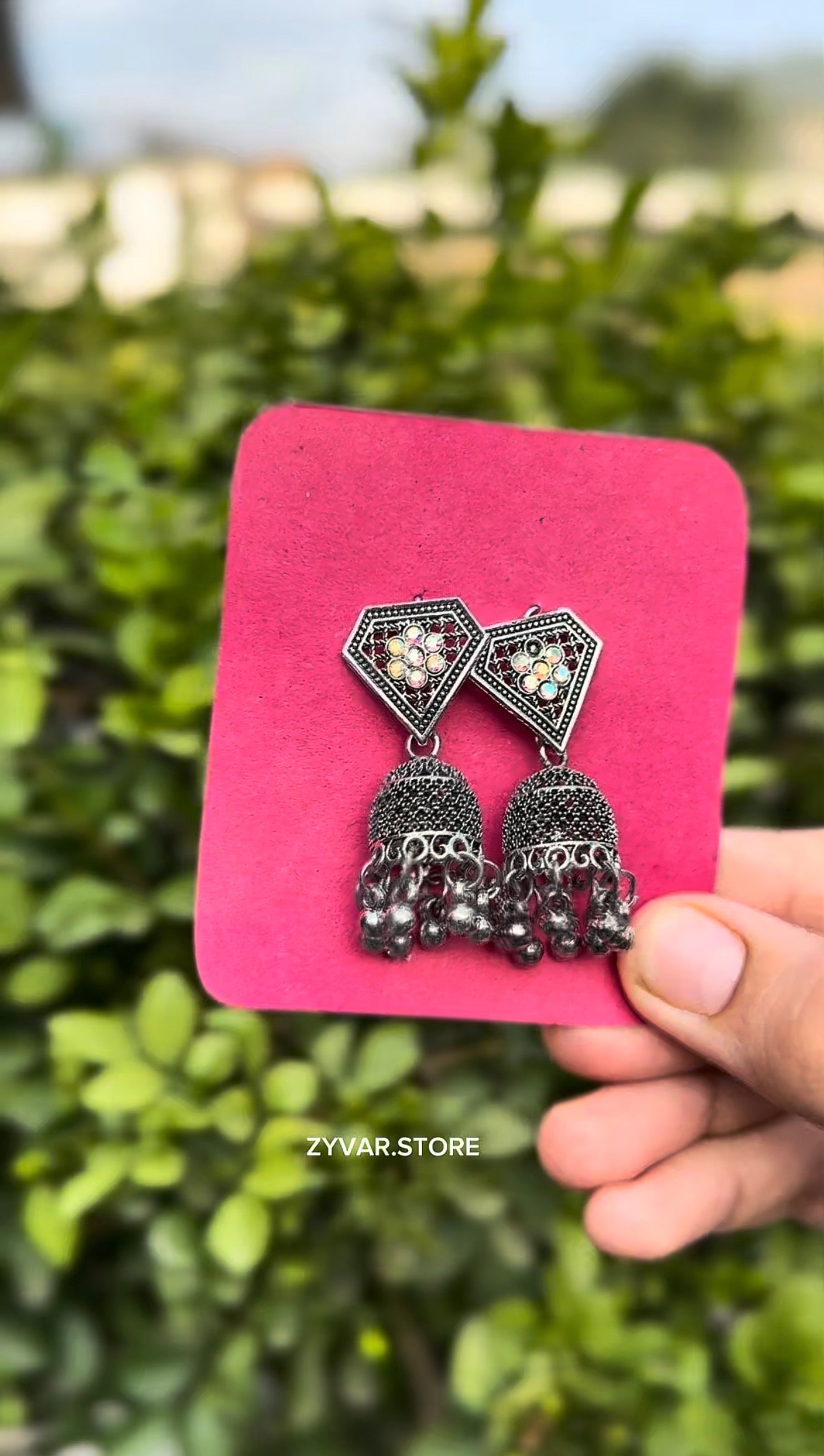Antique Silver Jhumka Earrings – Style 12