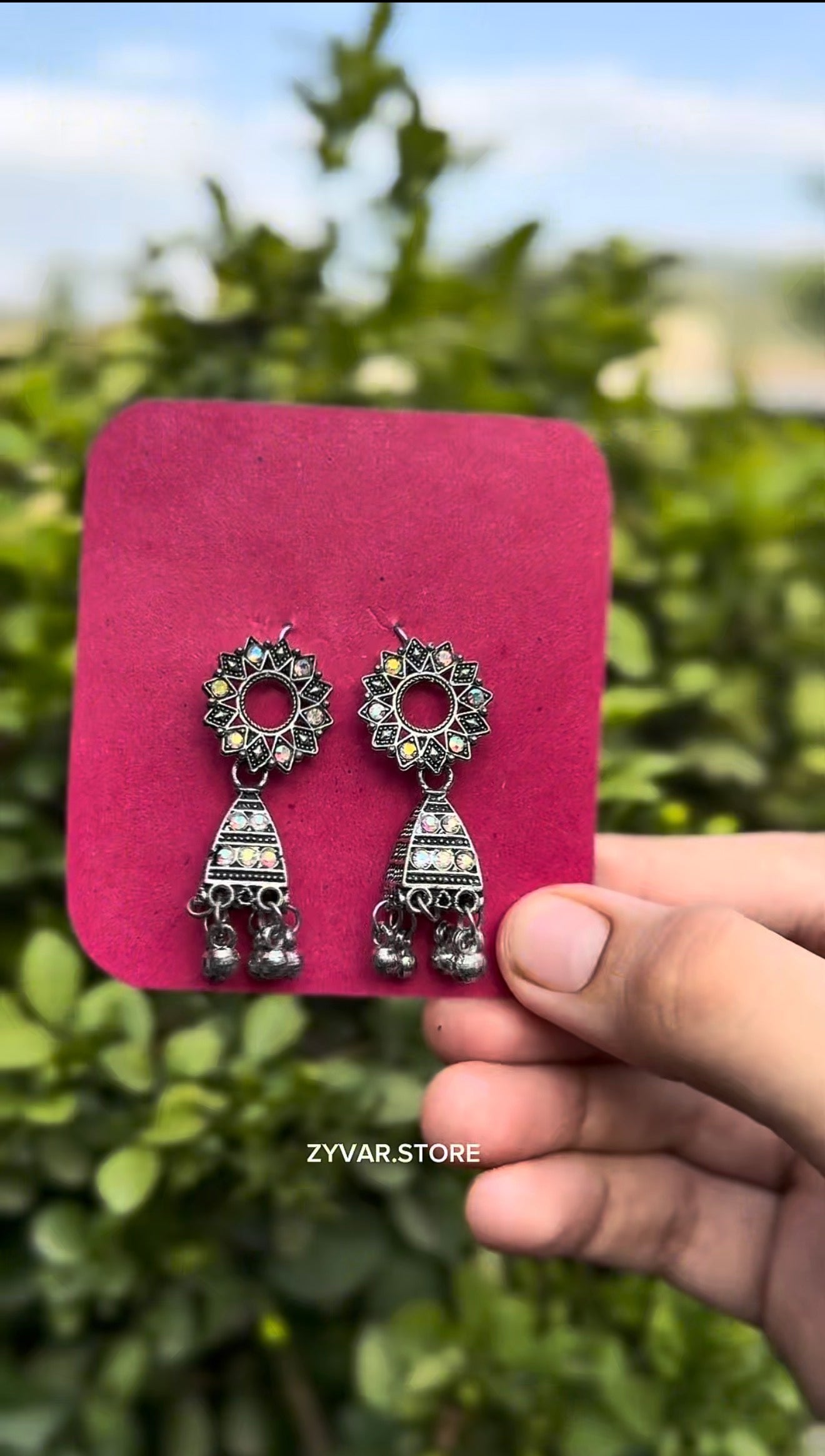 Antique Silver Jhumka Earrings – Style 13