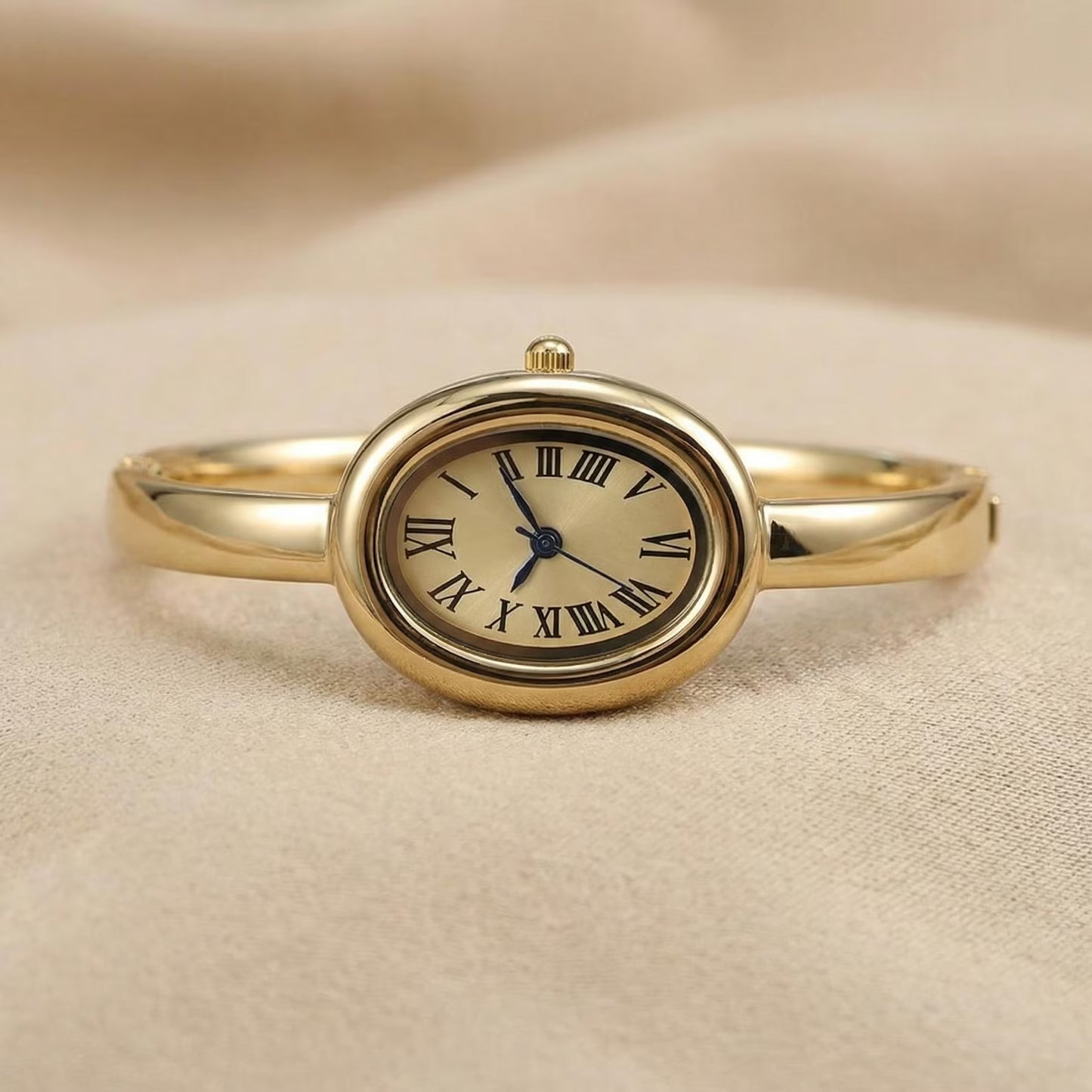Old Money -Inspired Oval Bangle Watch | Stainless Steel |