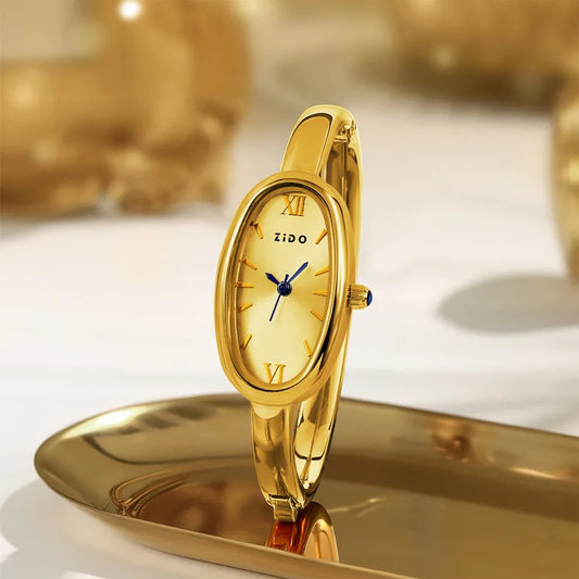 Old Money -Inspired Oval Bangle Watch | Stainless Steel |