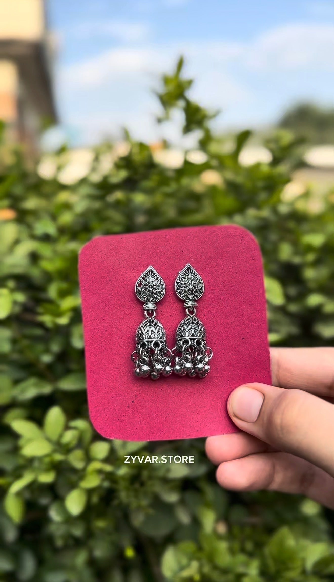 Antique Silver Jhumka Earrings – Style 7