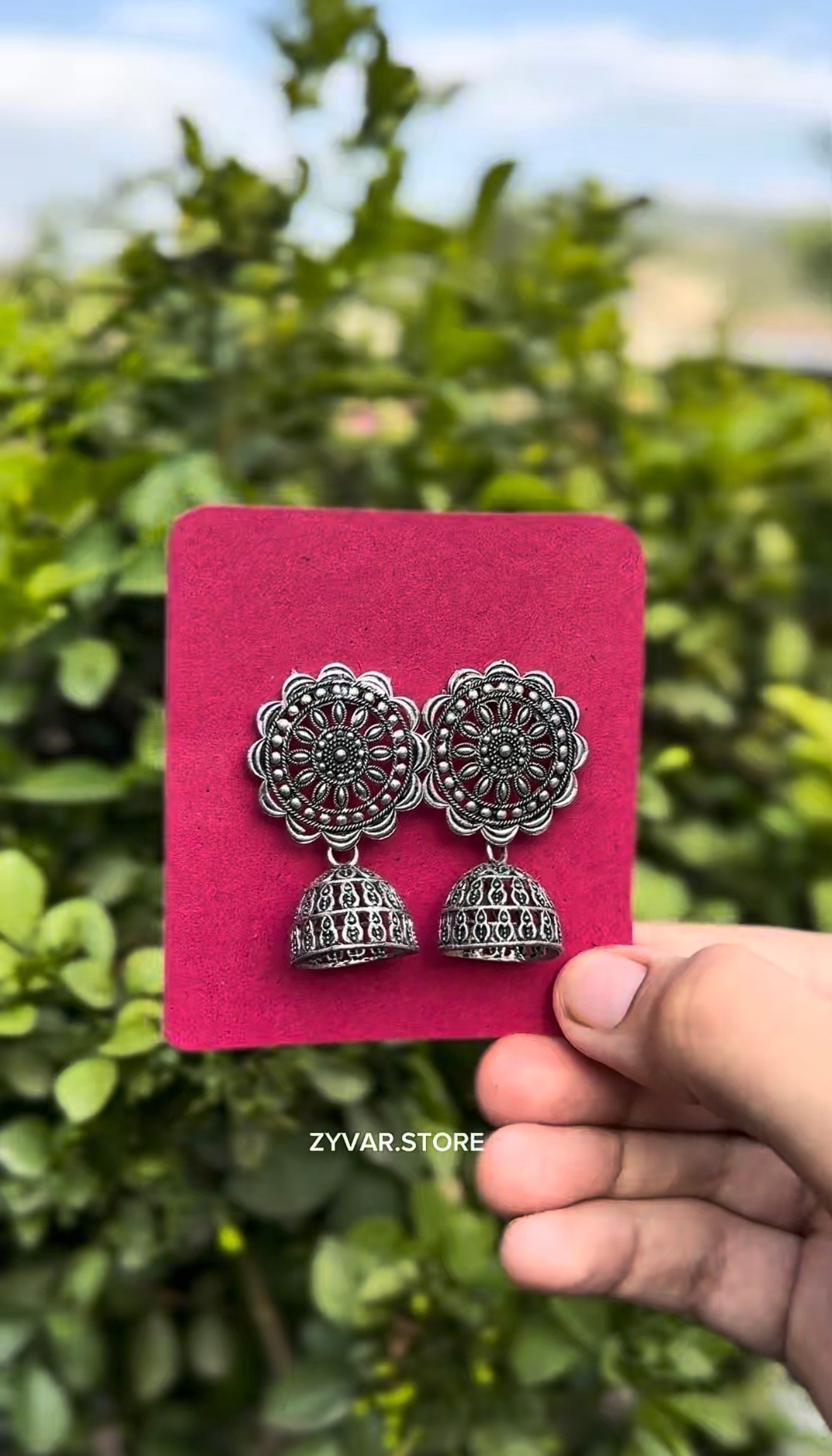 Antique Silver Jhumka Earrings – Style 9