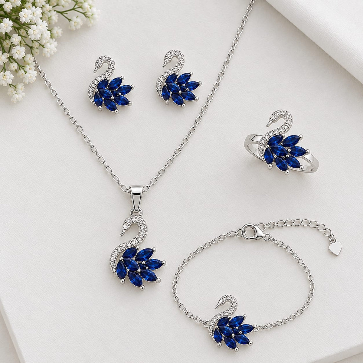 Royal Swan Jewellery Set Pack of 4 | Stainless Steel | Non-Tarnish |