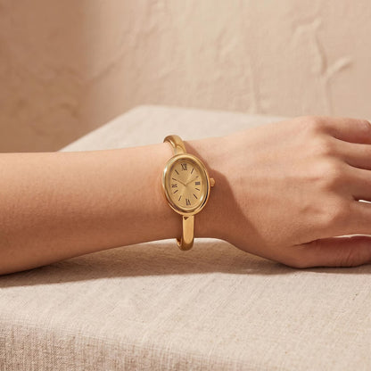Old Money -Inspired Oval Bangle Watch | Stainless Steel |