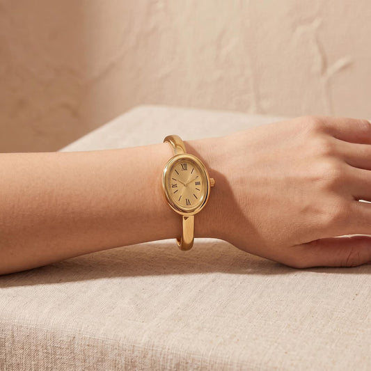 Old Money -Inspired Oval Bangle Watch | Stainless Steel |